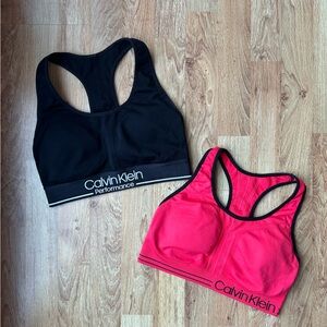 Calvin Klein Women's Black and Pink Sports Bras Size Medium